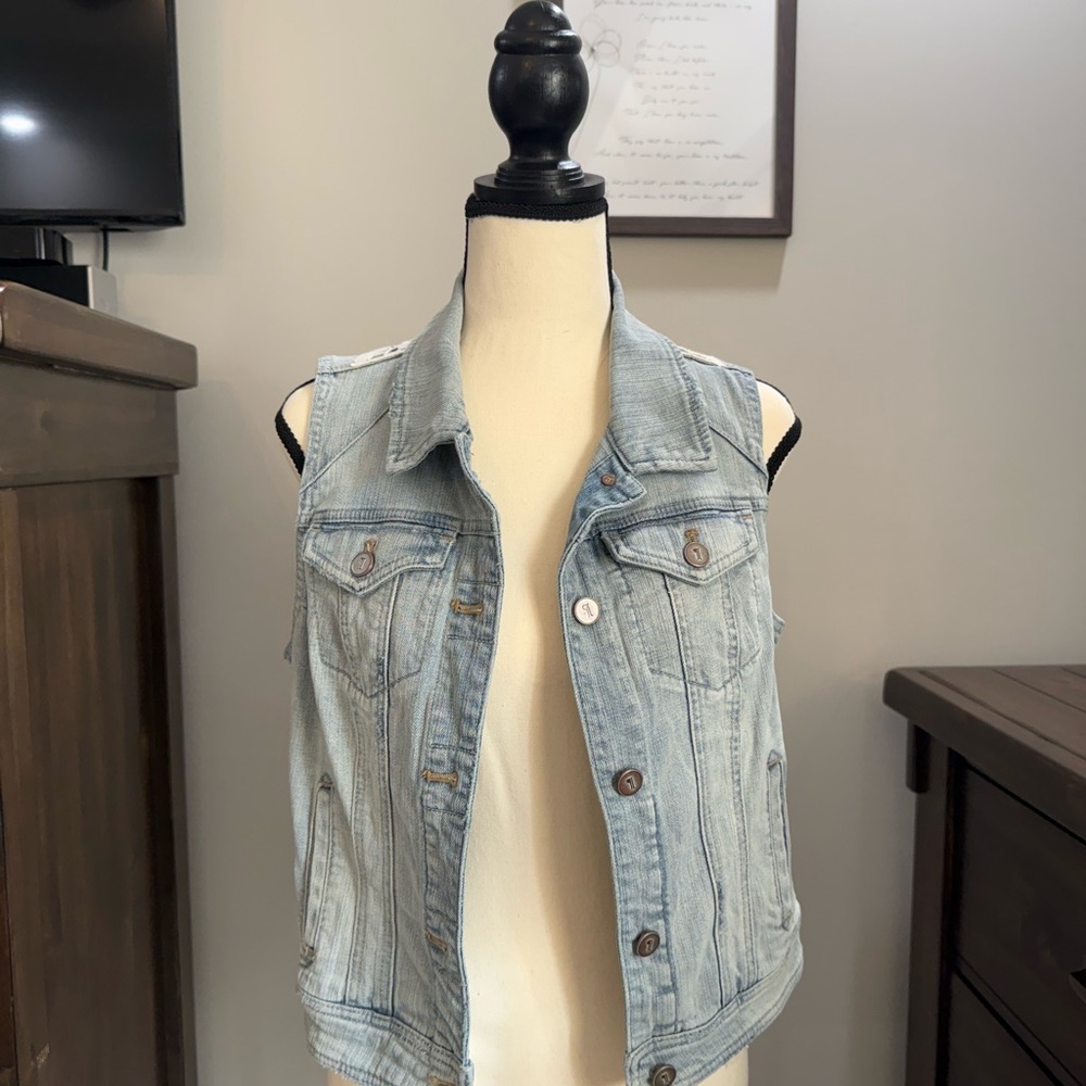Pilcro and the Letterpress Light Blue Denim with White Lace